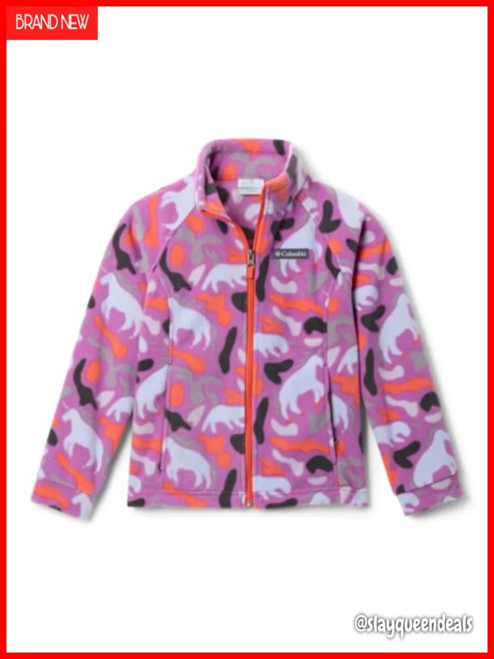 Youth Girls Printed Fleece Jacket Fleece Pullover Mid Layer